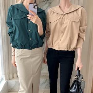 [다잇템][다잇템] 여자 세일러카라 허리조절 V넥 셔츠_20150968_