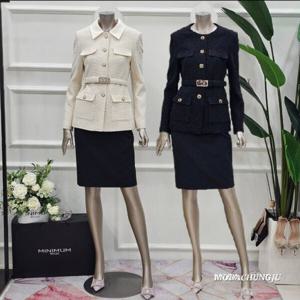 [미니멈]MD 카라 배색 벨티드 트위드자켓 MD MXDAWJ9100 M_CJ