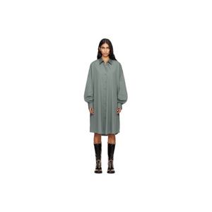 드리스반노튼 원피스 그린 코튼 셔츠 미디 드레스 252358F054013