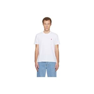 AMI Paris 티셔츠 화이트 코튼 아미 드 꾀흐 티셔츠 252482M213014