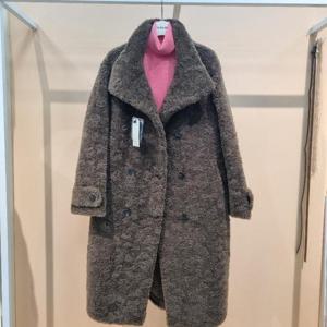 라티움 HC34 25Fw 뽀글이양털  H라인 하이넥 컬링램 더블 롱 코트 T2554ct02