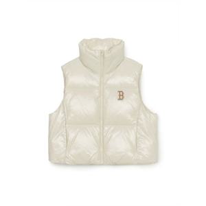 MLB조끼 IQC 3FDVB2046-43CRD 여성 베이직 유광 크롭 패딩조끼 보스턴 레드삭스