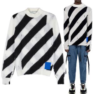 오프화이트 디아그 모헤어 스웨터 화이트 OMHE028E19B02002