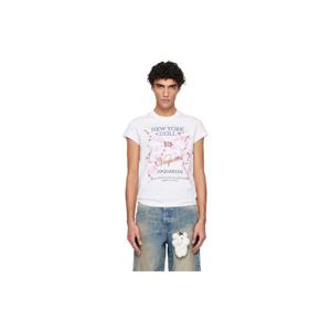 디스퀘어드2 티셔츠 화이트 Vaquera 컵 소매 티셔츠 252148M213054