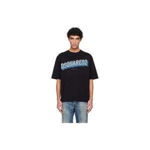 디스퀘어드2 티셔츠 블랙 3D 로고 루즈 핏 티셔츠 252148M213007