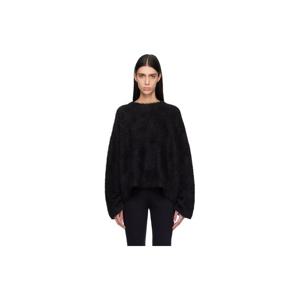 토템 티셔츠 블랙 박시 알파카 니트 스웨터 261771F096000