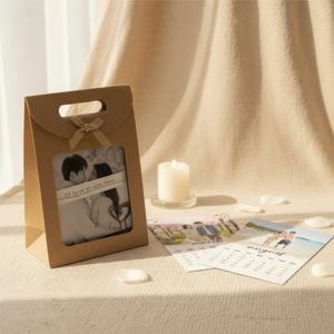 커스텀 포토 제작 탁상 달력 캘린더 커플 아기 고양이 +우드꽂이 + 포장봉투