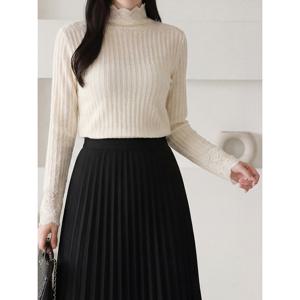 [모리스커밍홈]레이스 레이어드 반목 니트_M2601KN010A