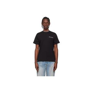 몽클레어 티셔츠 블랙 로고 자수 코튼 티셔츠 261111M213043