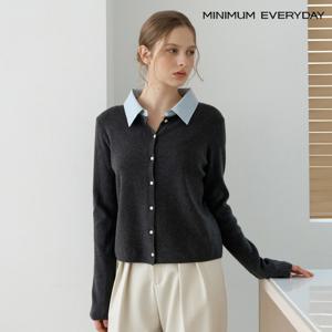 [미니멈][미니멈에브리데이] 배색 카라 니트 긴팔 가디건 (EC1CK013D)