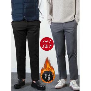 [프랭키뉴욕] 남자 기모 슬랙스 겨울 정장바지 기모 본딩 따뜻한 10부 빅사이즈_RIK15SET