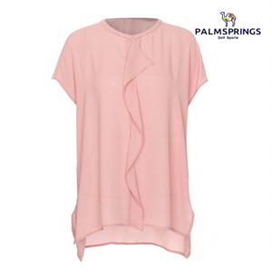 팜스프링스 여성 프론트 프릴 반팔 블라우스 핑크