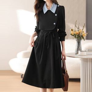 [베나프]로엔 카라배색 원피스_BJ1OP007