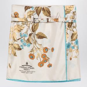 프라다 샌드 컬러드 플로럴 프린트 미니 스커트 P162KKOOO15IV