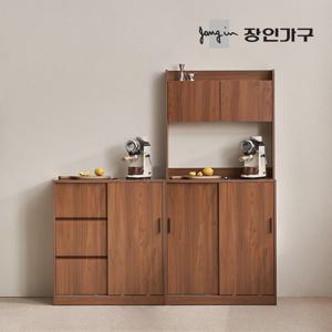 장인가구 아망드 슬라이딩 3단서랍 주방 수납장 그릇장 상부장세트 1600 C