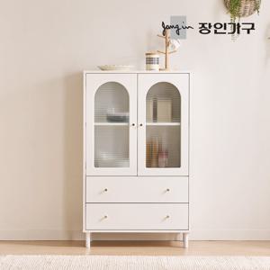 장인가구 쿠르바 모루유리 800 2단서랍 그릇 주방 수납장 높은형