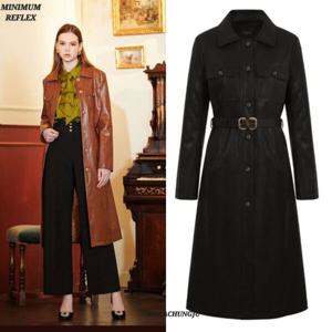 [미니멈]MD 카라넥 벨티드 롱 레더 자켓 MD MXCALY8010_CJ