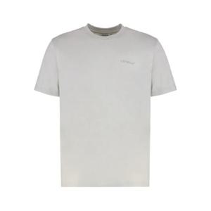 오프화이트 코튼 혼방 티셔츠 44MAA027G5J00C