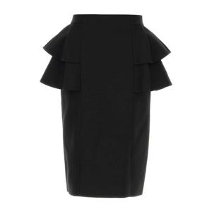 발렌티노 블랙 크레이프 레이어드 러플 스커트 7B3RADJ51CF 0NO