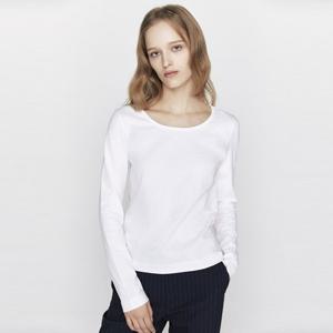 [지오다노] 여성 코튼 저지 스쿱넥 솔리드 자수 티셔츠 326503