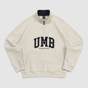 엄브로긴팔티 VQA UQ421CFSO2-OBE 기모 아플리케 하프집업 맨투맨 / OATMEAL BEIGE