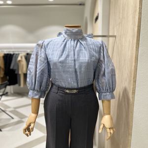 [모조] 하이넥 스카프 7부 블라우스 J253XSC007