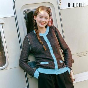 [블루핏]알파카 혼방 배색 가디건