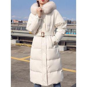 [디애이치]페아 스트랩 퍼후드 롱 패딩 자켓