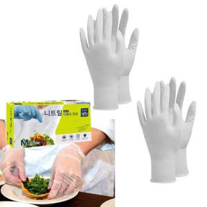 200매 주방 니트릴 위생장갑 요리 라텍스 다회용 백색 (WCE2FE9)
