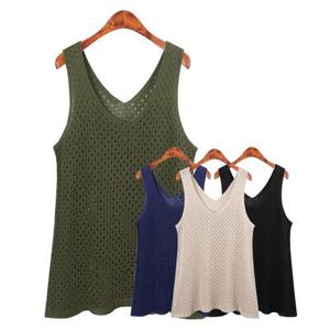 [허밍퍼플]여성용 4621 SL 허니 조끼 민소매 니트 나시 펀칭 망사 그물 양브이 V넥 브이 비치웨어 여성의..