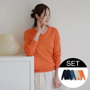 ★4종세트★[르포엠] 빅토리아 스카시 브이넥 니트 4종세트