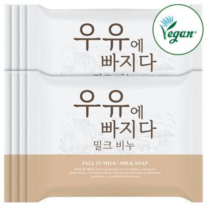 우유에빠지다 밀크 클렌징 식물성 단백질 세안 비누 100g 8개 / 베이비파우더향