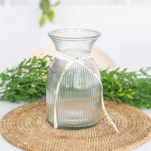 유리 글라스 원형 화병 볼륨빗살 11.5x19cm 꽃병 인테리어 장식 소품 투명 원예 용품 꽃꽂이 가드닝