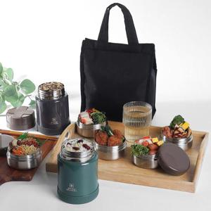 스위스밀리터리 보온도시락 3단반찬통 보온백포함 죽통 세트 470ml