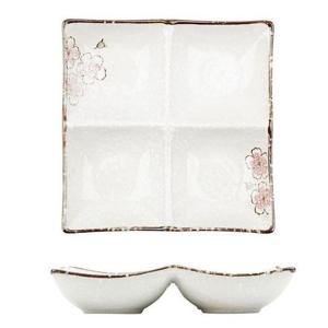 [BZFI97LO_51C5]도자제 4절 나눔접시 정사각20cm 반찬 찬기