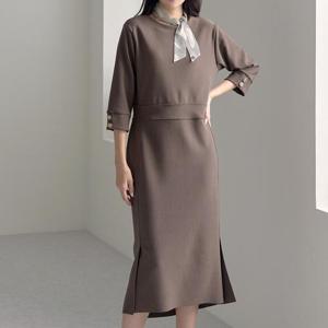 [로즈미] [FREE/L] 레나 골드버튼 트임 원피스