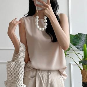 H스타일(CN)매쉬포인트나시 봄 여름 여성나시티 블라우스 민소매 레이어드