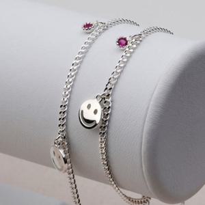 [애슬릿] 925 실버 스마일 탄생석 팬던트 은 발찌