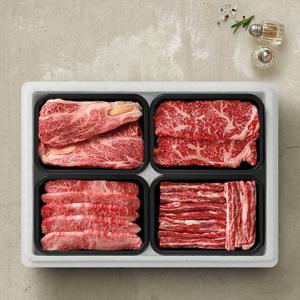 [투뿔한소] 한우 1++등급 구이선물세트 3호 800g(등심200g+채끝200g+업진살200g+갈비살200g)