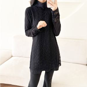 까르죠아 올 레이스 폴라 롱 티셔츠 겨울 블라우스 여성 빅사이즈 88 99