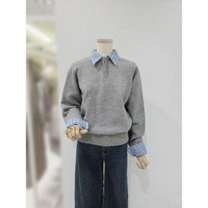 갤러리아_[SOUP] 셔츠 배색 니트티셔츠  SBBLK31