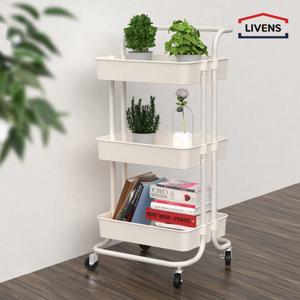 [리벤스] 이동식 다용도 핸드 트롤리 3단(화이트) /ABS소재로 튼튼