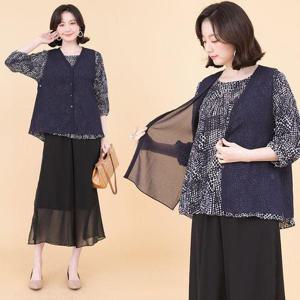 [애비뉴투지]엄마옷 샤베트 쉬폰 루즈핏 여름 시스루 조끼 XXL99까지 V05104 50대 60대 중년여성의류