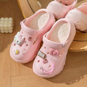 샌들 슬리퍼 샌달 쪼리 산리오 헬로키티 페이스 체인 DIY 키높이