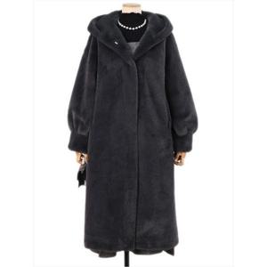 [쉬즈나인]위니 밍크퍼 후드 롱코트
