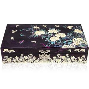 [박씨상방] 나전 한지 부귀목단 1단보석함(23센티보라)/선물로좋은나전칠기