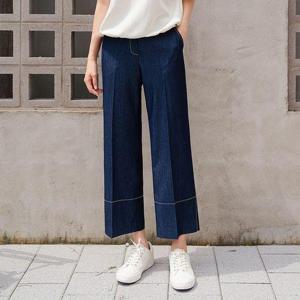 [드리다]여름 여자 찰랑 쿨데님 시원한 청바지 빅사이즈 밴딩 와이드 팬츠 40-50대 중년여성 엄마옷 미시