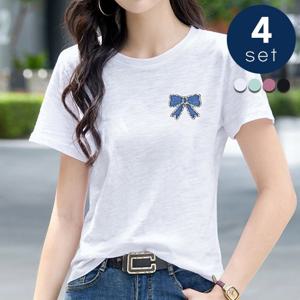 [유니제이] (4종SET)츨링 패치 포인트 반팔 티셔츠