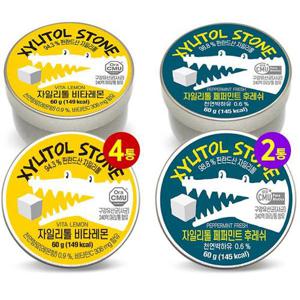 구강유산균과 비타민c가 함유된 자일리톨 비타레몬 60g x4개+페퍼민트 2개