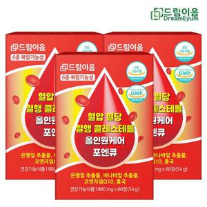 드림이음 혈압 혈당 혈행 콜레스테롤 올인원 케어 포엔큐 코엔자임Q10 바나바잎 은행잎추출물 홍국 3박스